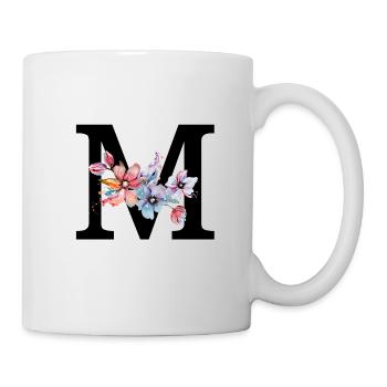 First name Last name letter M flower birthday gift - Mug - white - Right