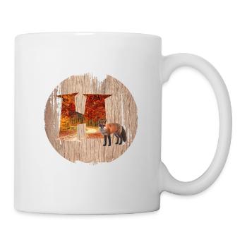 h herbstwald mit fuchs - Tasse - Weiß - Rechts
