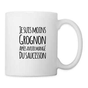 Grognon saucisson cadeau humour - Mug blanc - blanc - Droite