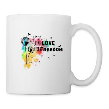 Pusteblume Löwenzahn Wie Liebe wie Freiheit LGBTQ - Tasse - Weiß - Rechts