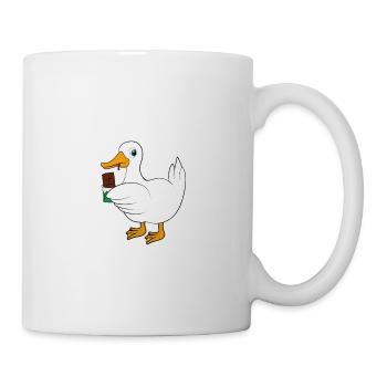 Ente mit Schokolade Spruch - Tasse - Weiß - Rechts