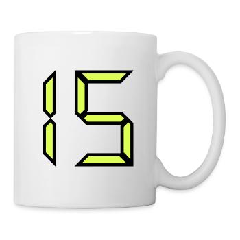 15 JAHRE. 15. 15-jähriges JUBILÄUM. GEBURTSTAG 15 JAHRE. - Tasse - Weiß - Rechts