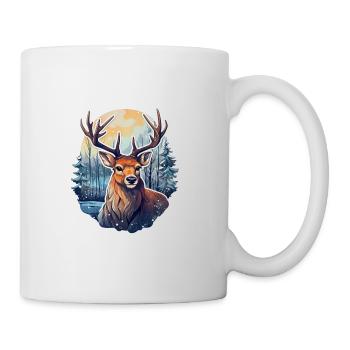 Cerf dans le paysage d’hiver - Mug blanc - blanc - Droite