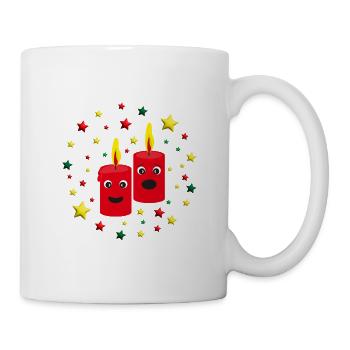 2. Adventskerzen mit Sternen. - Tasse - Weiß - Rechts