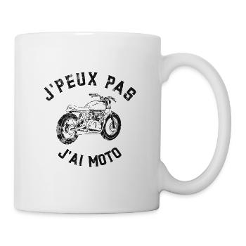 J'peux pas j'ai moto. Humour moto - Mug blanc - blanc - Droite