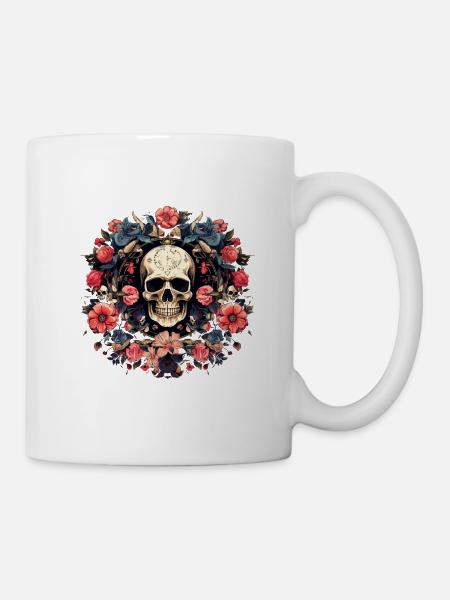 Skull Bloom Circles - Tasse - Weiß