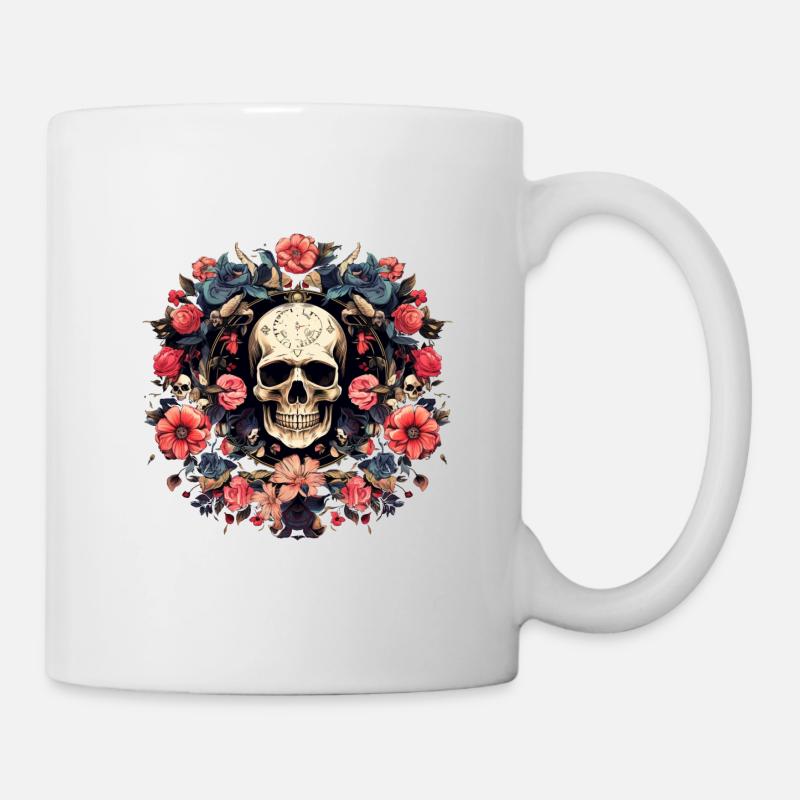 Skull Bloom Circles - Tasse - Weiß