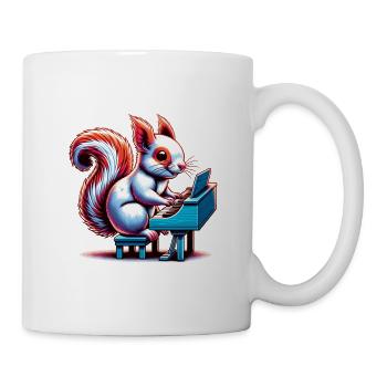 Spielendes Klavier Eichhörnchen Waldliebhaber - Tasse - Weiß - Rechts