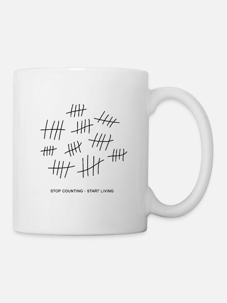 50 Jahre Strichliste - Stop counting - start livin - Tasse - Weiß