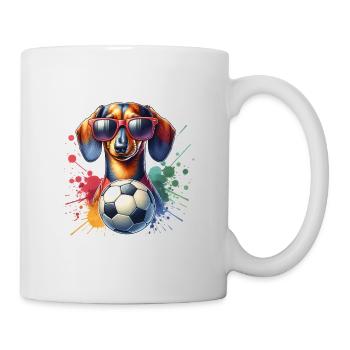 Dackel Fußballspieler Fan Design - Tasse - Weiß - Rechts
