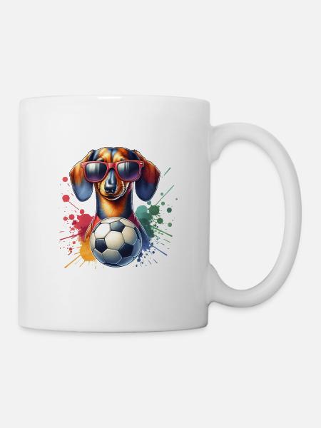 Dackel Fußballspieler Fan Design - Tasse - Weiß
