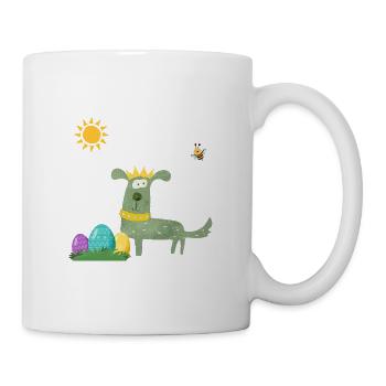 lustiger Hund mit Ostereiern - Tasse - Weiß - Rechts