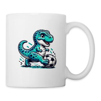 T-Rex Dinosaur Playing Soccer - Mug - white - Right