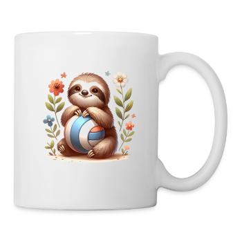 Cute Sloth Playing Volleyball Design - Mug - white - Right