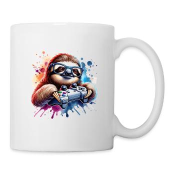 Funny Sloth Gamer With Sunglasses - Mug - white - Right