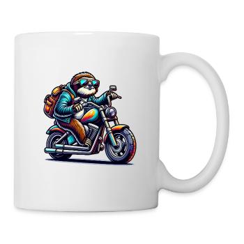 Vintage Biker Sloth Auf Chopper Design - Tasse - Weiß - Rechts