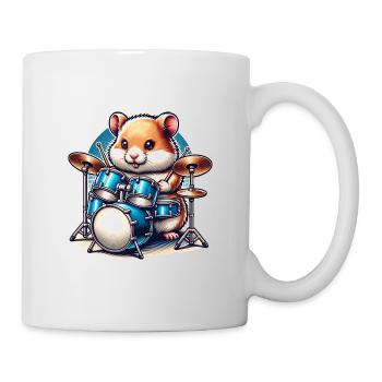 Hamster drummer rocks on music waves - Mug - white - Right
