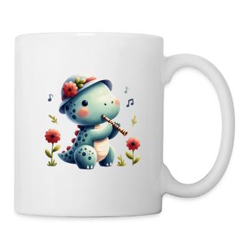 Cute Dino Playing Flute Design - Mug - white - Right