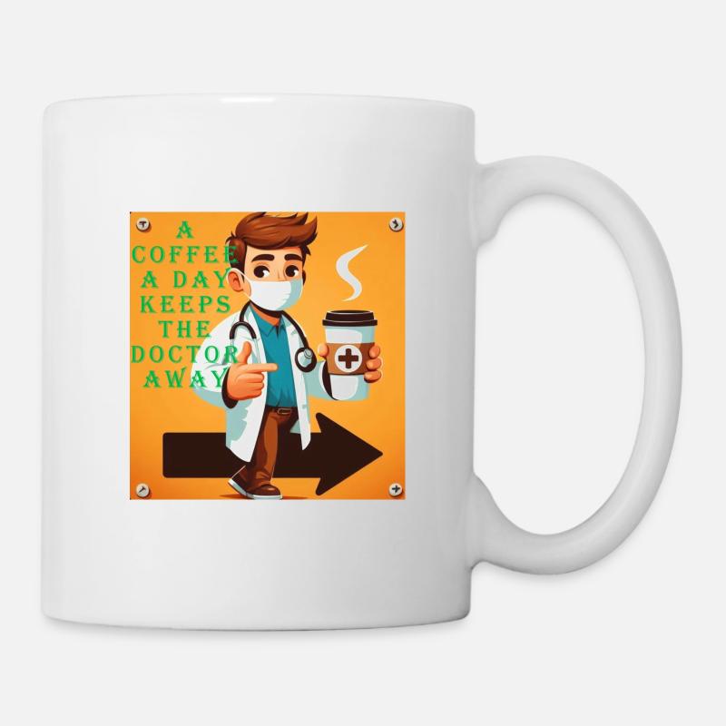 a coffe a day keeps the doctor away - Tasse - Weiß