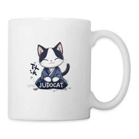 Modèle JUDOCAT: Le chat manga judoka personnalisé sur Mug blanc