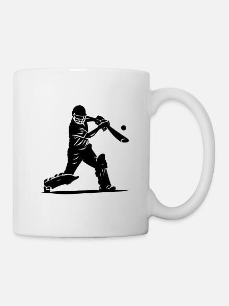 Cricketspieler Silhouette - Tasse - Weiß