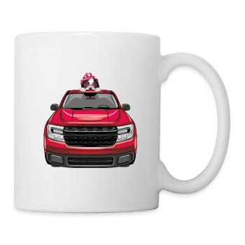 Lustiger Bernhardiner-Hund, der ein Auto fährt - Tasse - Weiß - Rechts