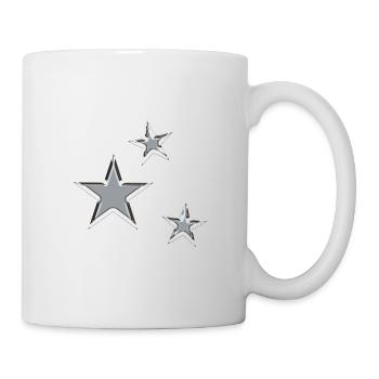Drei Chrome Sterne – minimalistisches Retro Design - Tasse - Weiß - Rechts