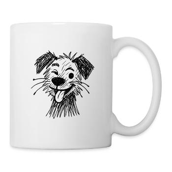Skizze Hundeporträt lächelnd - Tasse - Weiß - Rechts