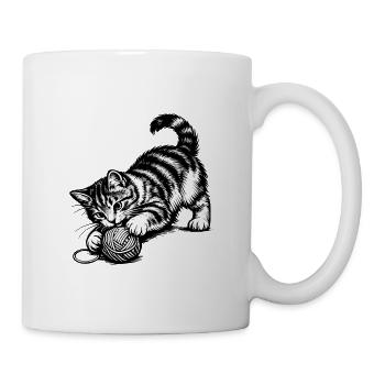 Chaton joueur et laine - Mug blanc - blanc - Droite