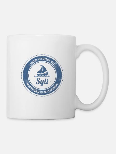 SYLT NORDSEE MEER Therapie Boot Geschenke Shirt - Tasse - Weiß