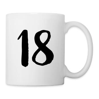 18 anniversaire nombre nombre cadeau - Mug blanc - blanc - Droite