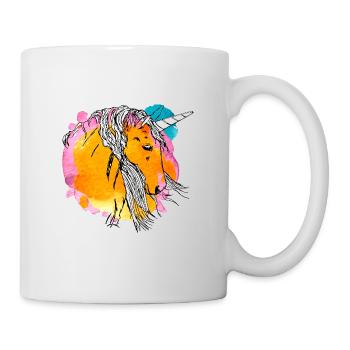 Licorne dessiné à la main dans un style vintage avec de la peinture - Mug blanc - blanc - Droite