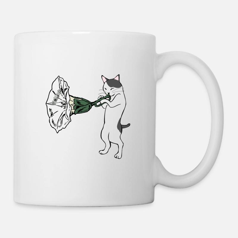 Trompeten Katze - Tasse - Weiß