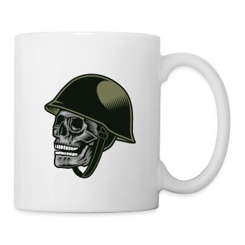Totenkopf mit Soldatenhelm - Tasse - Weiß - Rechts