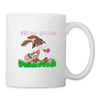 Osterhase mit Korb - Tasse - Weiß - Rechts