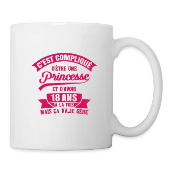 anniversaire de 18 ans. Princesse, fille, cadeau - Mug blanc - blanc - Droite