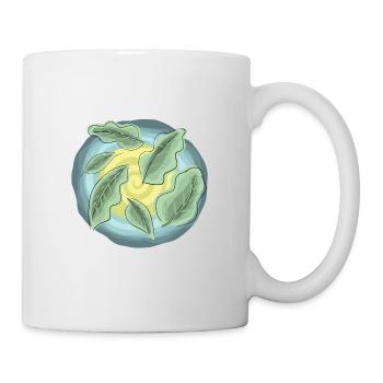 Spiral blue yellow holm oak leaves - Mug - white - Right