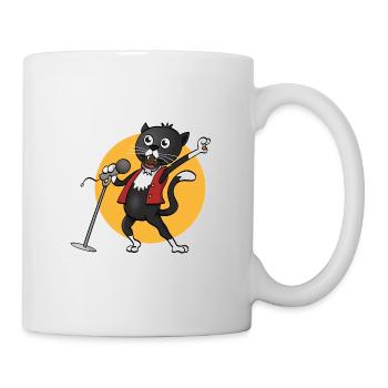 Die fröhlich singende singende schwarze Katze - Tasse - Weiß - Rechts