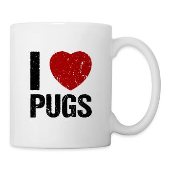 I love Pugs Mops Hundeliebhaber - Tasse - Weiß - Rechts
