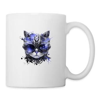 Cyberpunk Cat, Cat's Head, Robot, Cyborg - Mug - white - Right
