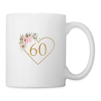 Number 60, heart flower design, customizable - Mug - white - Right