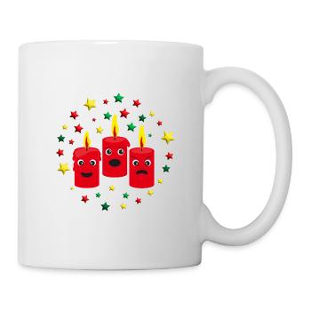 3. Adventskerzen mit Sternen. - Tasse - Weiß - Rechts