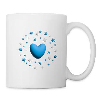 Blaues Herz mit vielen Sternen. - Tasse - Weiß - Rechts