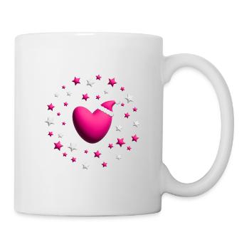 Pinkes Nikolaus und Weihnachtsherz. - Tasse - Weiß - Rechts