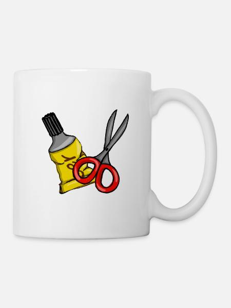 Schere und Kleber - Tasse - Weiß