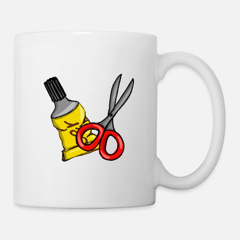 Schere und Kleber - Tasse - Weiß