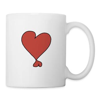 zwei Herzen Herz rot - Tasse - Weiß - Rechts