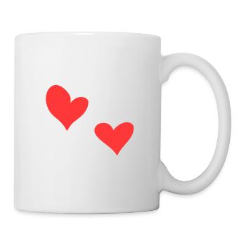 zwei Herzen Herz Symbol Liebe rot - Tasse - Weiß - Rechts