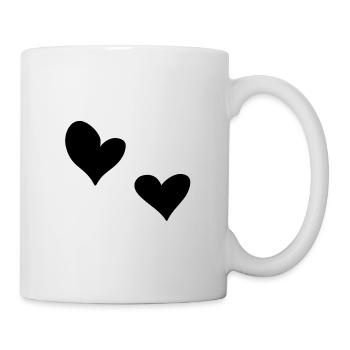 two hearts heart symbol love - Mug - white - Right