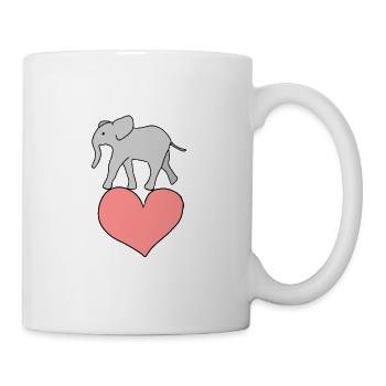 Elefant Symbol Tier Tiere herz - Tasse - Weiß - Rechts